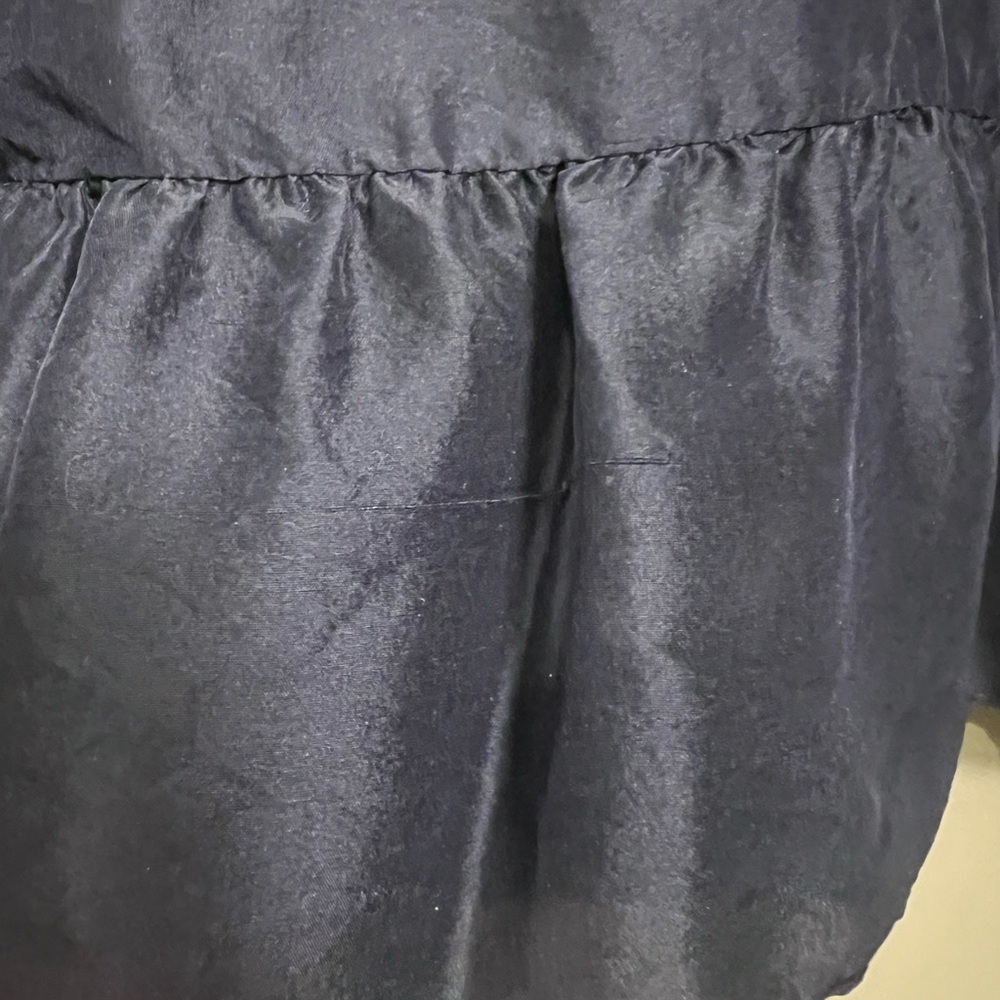 J. Crew 100% Silk Tie-Shoulder Peplum Top  - Navy | Size 0 - Picture 5 of 11